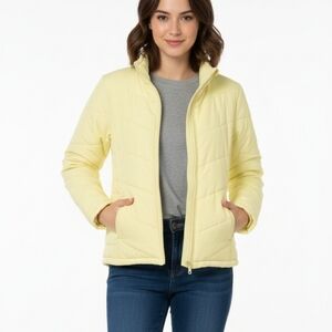 Faded Glory Yellow Puffer Jacket with Chevron Quilting Size Large